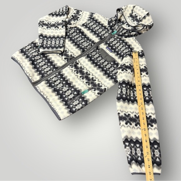 Patagonia Synchilla Snap T Hooded Fleece Jacket Women's L Geometric Print White - Picture 8 of 12